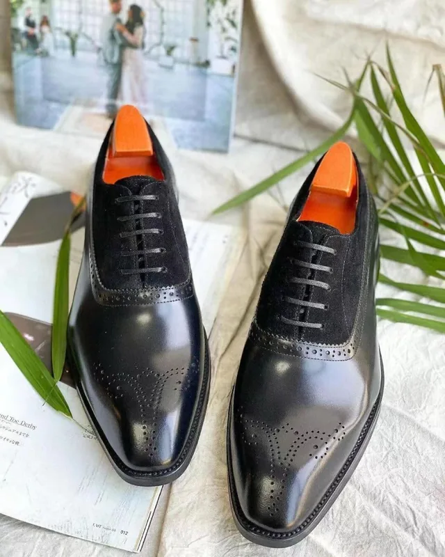 Chaussures de Ville Homme en Cuir Noir – Style Oxford Élégant