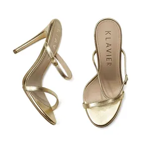 Sandales dorées à talons fins pour femme