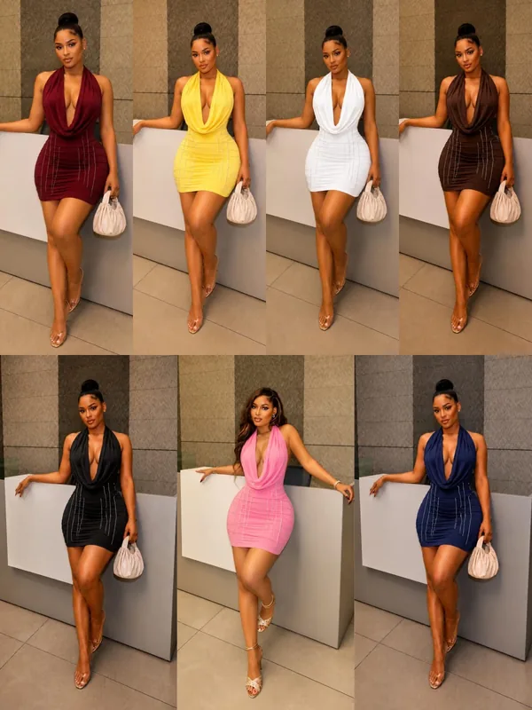 Women’s Ruched Backless Mini Dress