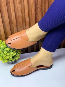 Mules Plates Femme Camel – Style Minimaliste