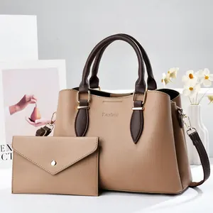 Sac à Main Femme Beige Élégant avec Pochette Assortie