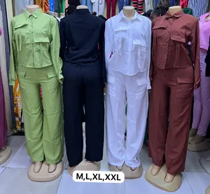 Ensemble Femme Chic 2 Pièces – Chemise & Pantalon Cargo