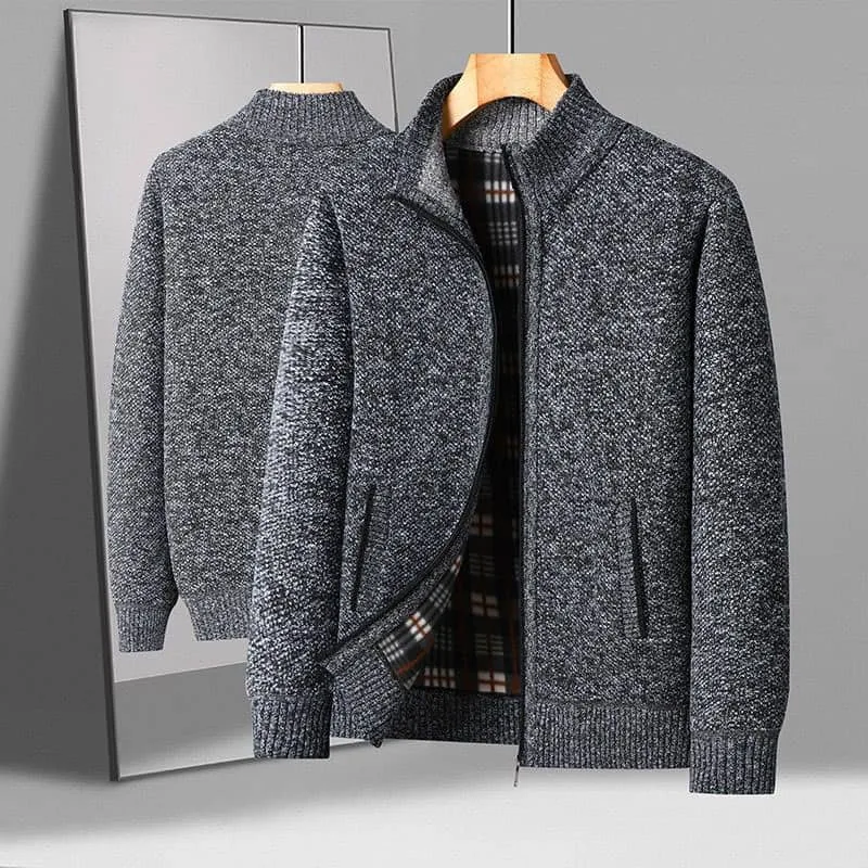 Ensemble Pull Col Montant & Veste Zippée Homme – Élégance et Confort pour l'Hiver