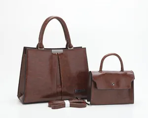 Ensemble Sac à Main Femme 2 Pièces Marron avec Sac Bandoulière