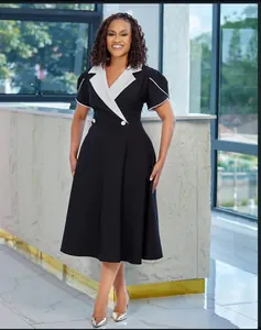 Robe Mi-Longue Élégante Col Croisé