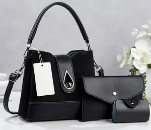 Ensemble Sac à Main Femme 3 Pièces Noir Élégant