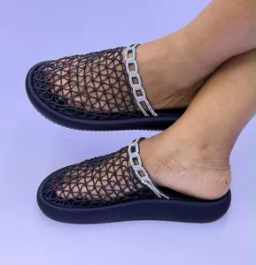 Mules en maille brillante pour femme – Noir