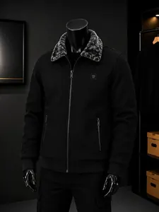 Blouson Homme Noir avec Col en Fourrure – Élégance & Confort Hiver